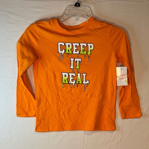 Jumping Beans Orange 'Creep It Real' Long Sleeve Tee NWT - Picture 1 of 5